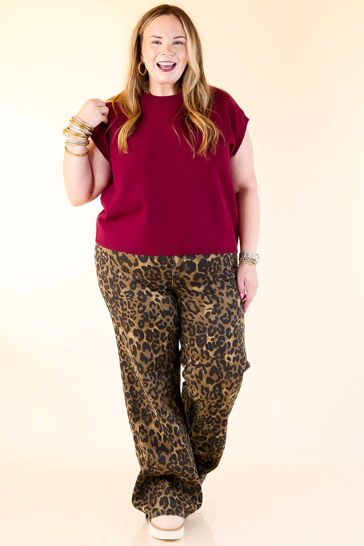 Effortlessly Yours Short Sleeve Crew Neck Sweater in Maroon