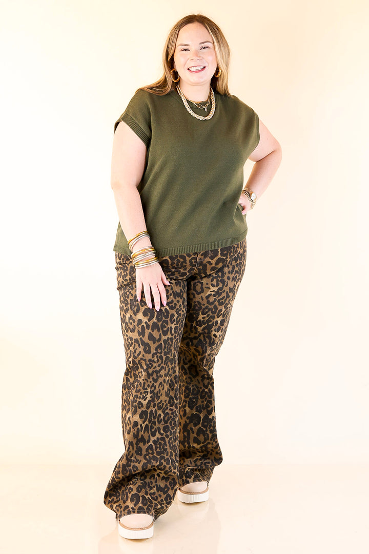 Effortlessly Yours Short Sleeve Crew Neck Sweater in Dark Olive Green