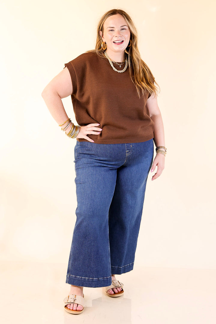 Effortlessly Yours Short Sleeve Crew Neck Sweater in Chocolate Brown