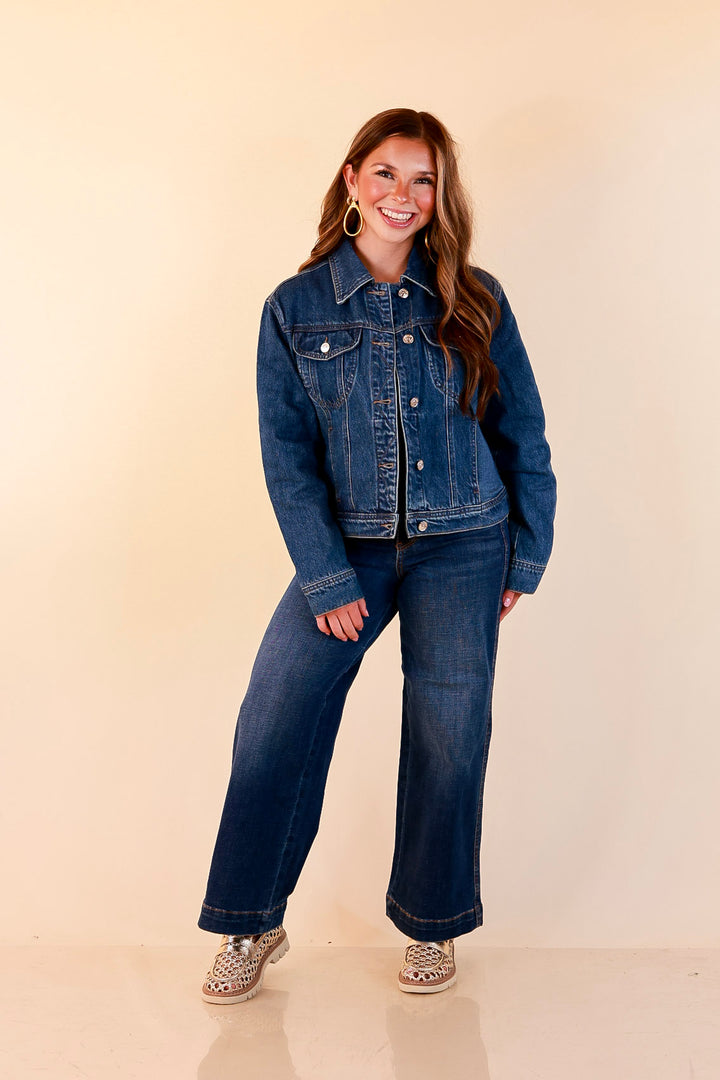 Judy Blue | The Go-To Layer Rigid Magic Classic Denim Jacket in Dark Indigo Wash
