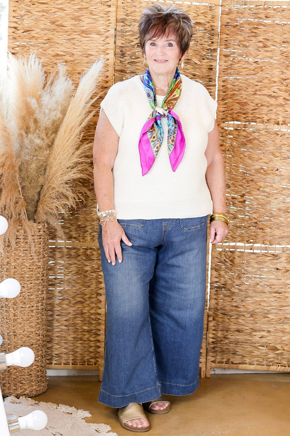 Forever Favorite Oversized Crew Neck Sweater Vest in Ivory