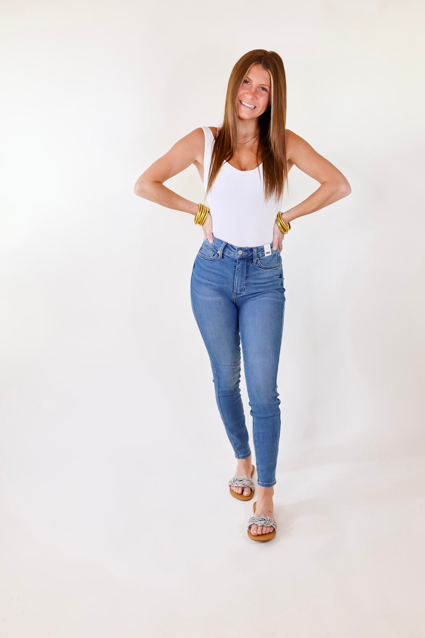 Judy Blue | Hopeful Dreamer Control Top Skinny Jeans in Medium Wash - Giddy Up Glamour Boutique