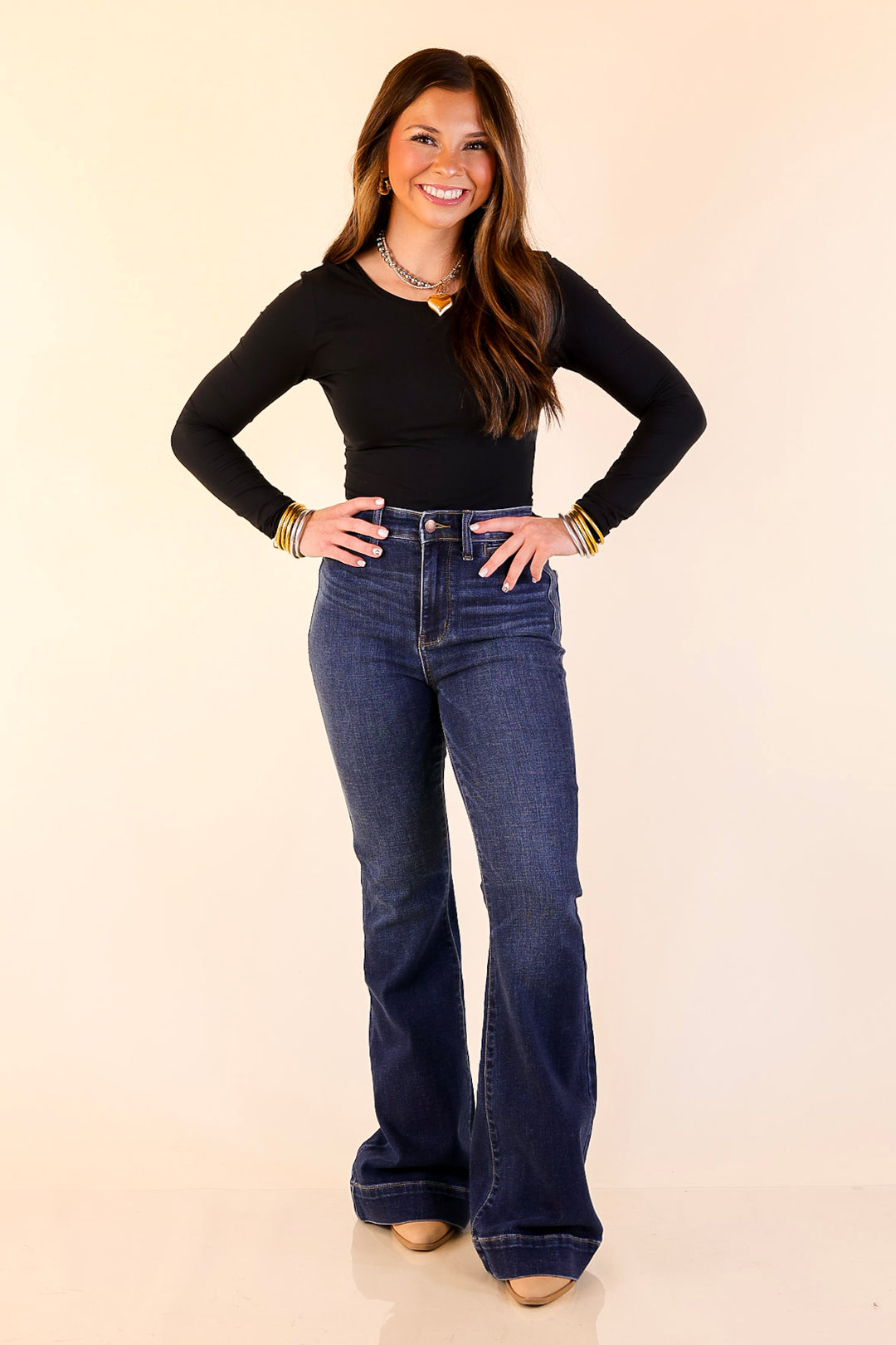 Judy Blue | Timeless Edge Trouser Flare Jean in Dark Wash