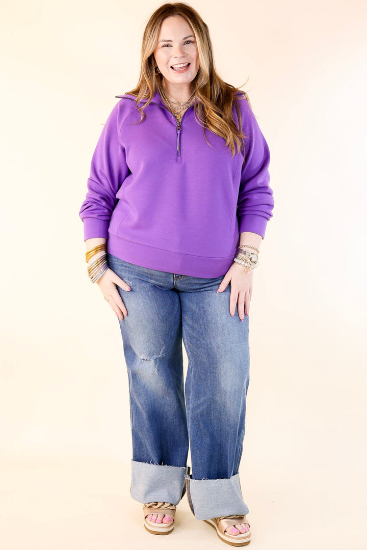 SPANX | AirEssentials Half Zip in Vibrant Lilac Purple