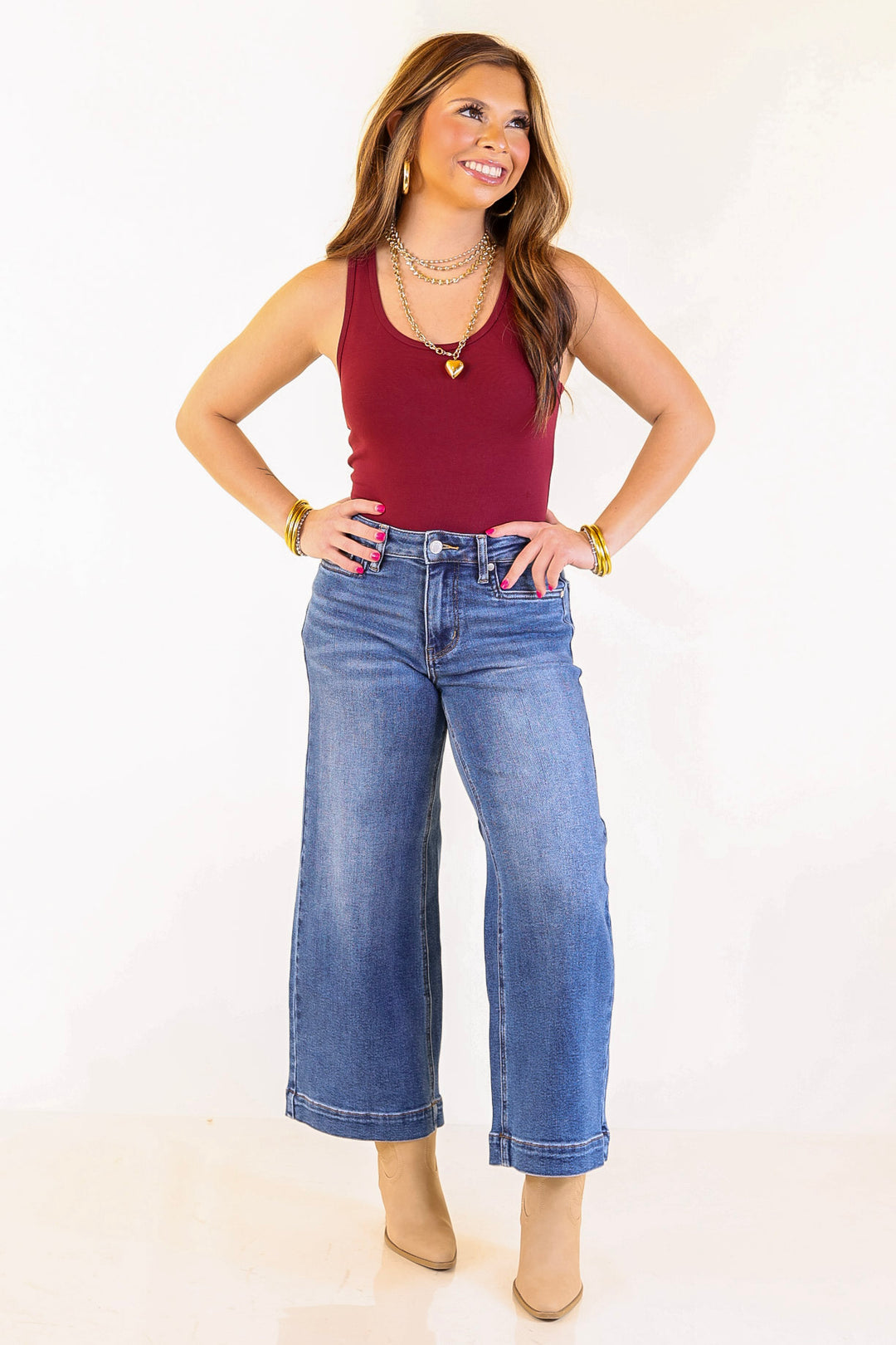 Smooth Operator Scoop Neck Tank Top Bodysuit in Maroon