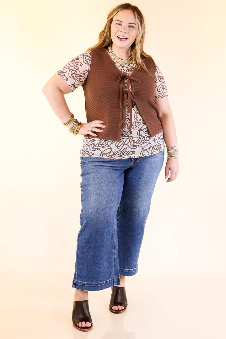 Main Attraction Bow Tie Front Sweater Vest in Chocolate Brown