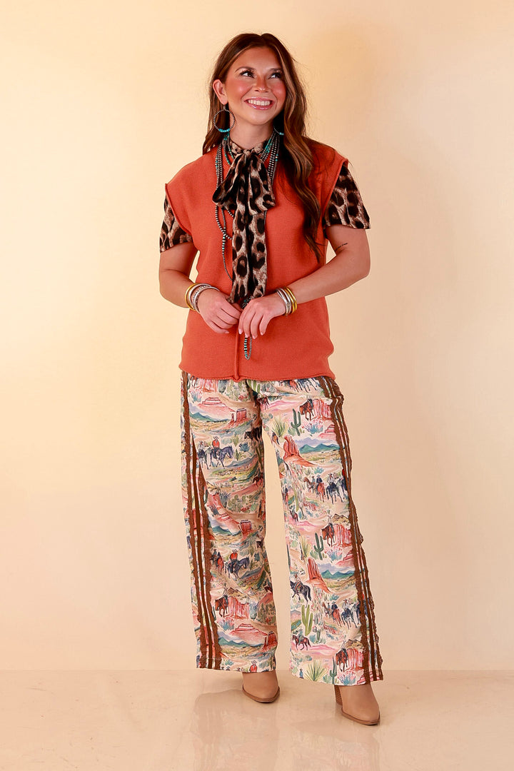 Always a Favorite Crew Neck Front Seam Sweater Knit Top in Rust Orange