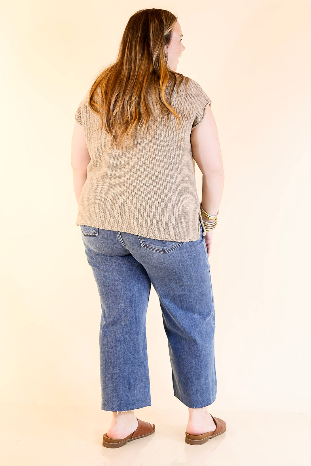 Forever Favorite Oversized Crew Neck Sweater Vest in Light Mocha