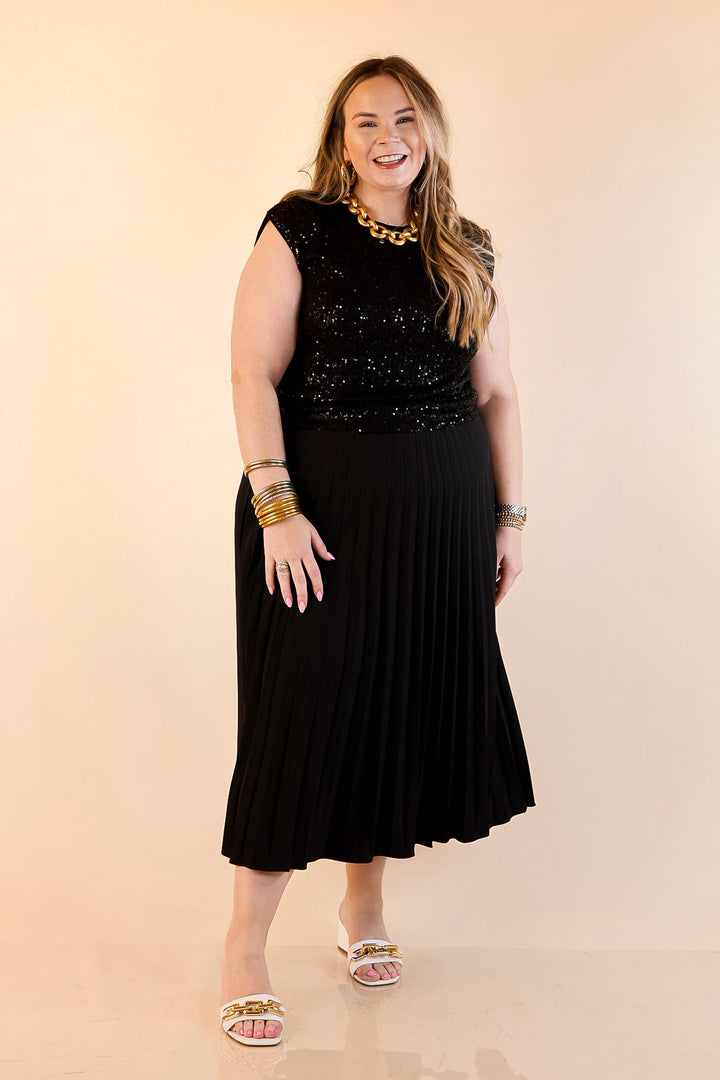 Sequin Sleek Sleeveless Dressy Sequin Top in Black