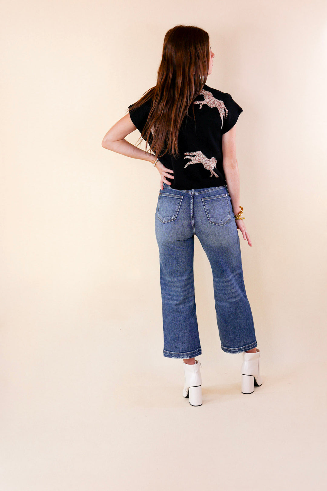 Upscale Charm Cheetah Print Sweater Top in Black - Giddy Up Glamour Boutique