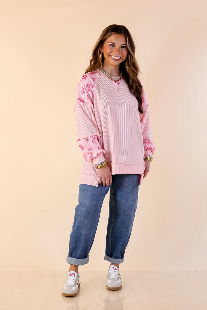 Simply Southern | Polished to a Tee Floral Patch Ribbed Long Sleeve Top in Pink