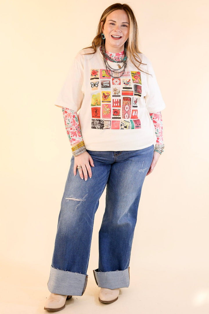 XOXO Art & Co | Matchbooks Short Sleeve Graphic Tee in Natural Cream