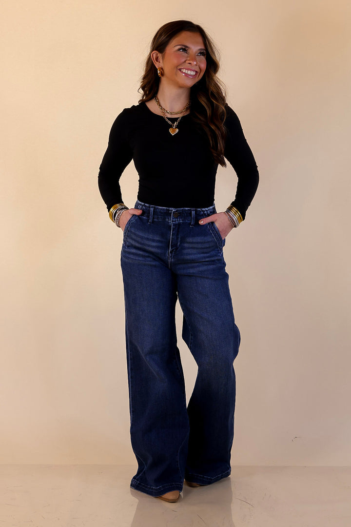 Risen | Always on Point Wide Leg Trouser Jeans in Dark Wash