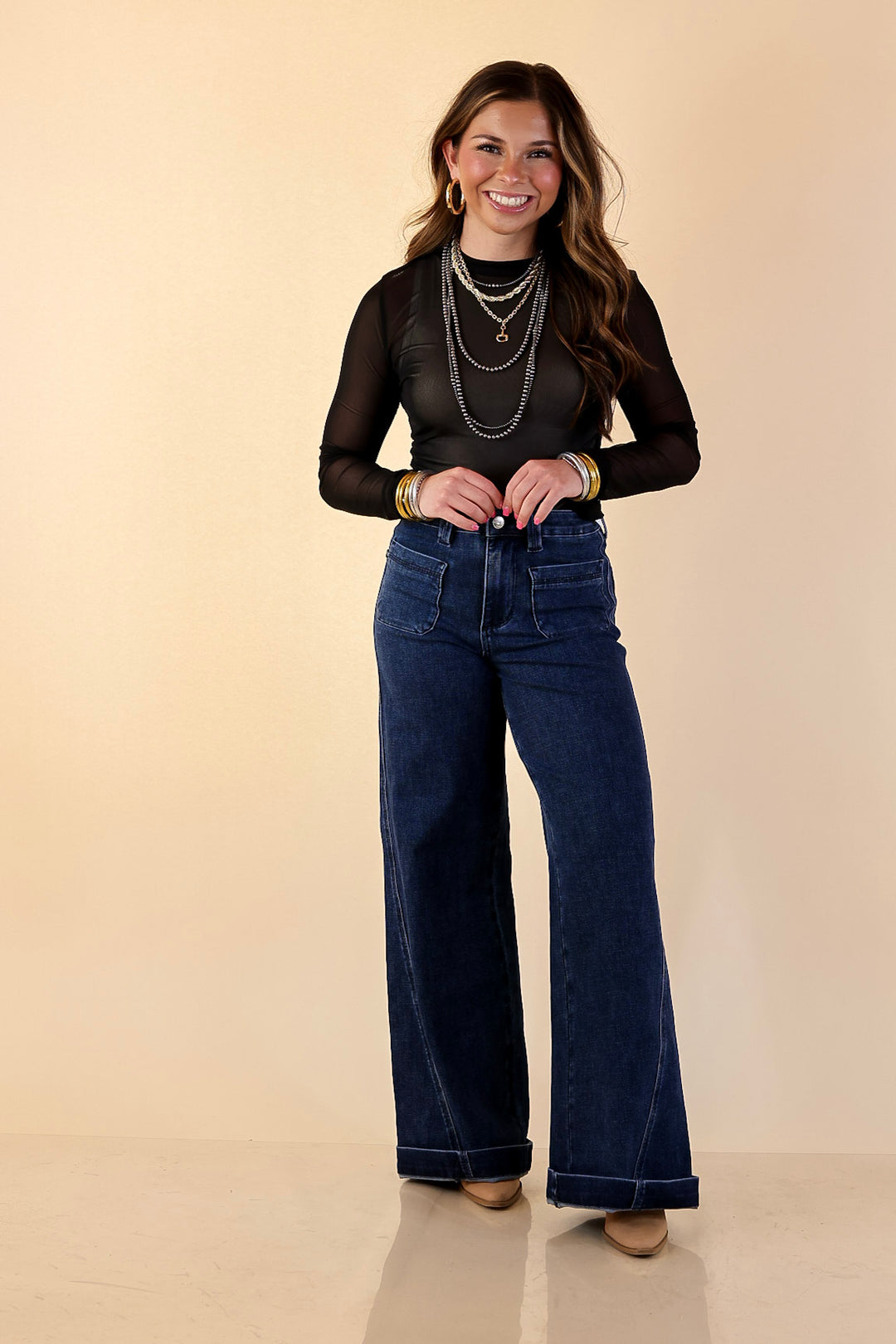 The Essential Layer Solid Sheer Mesh Long Sleeve Top in Black