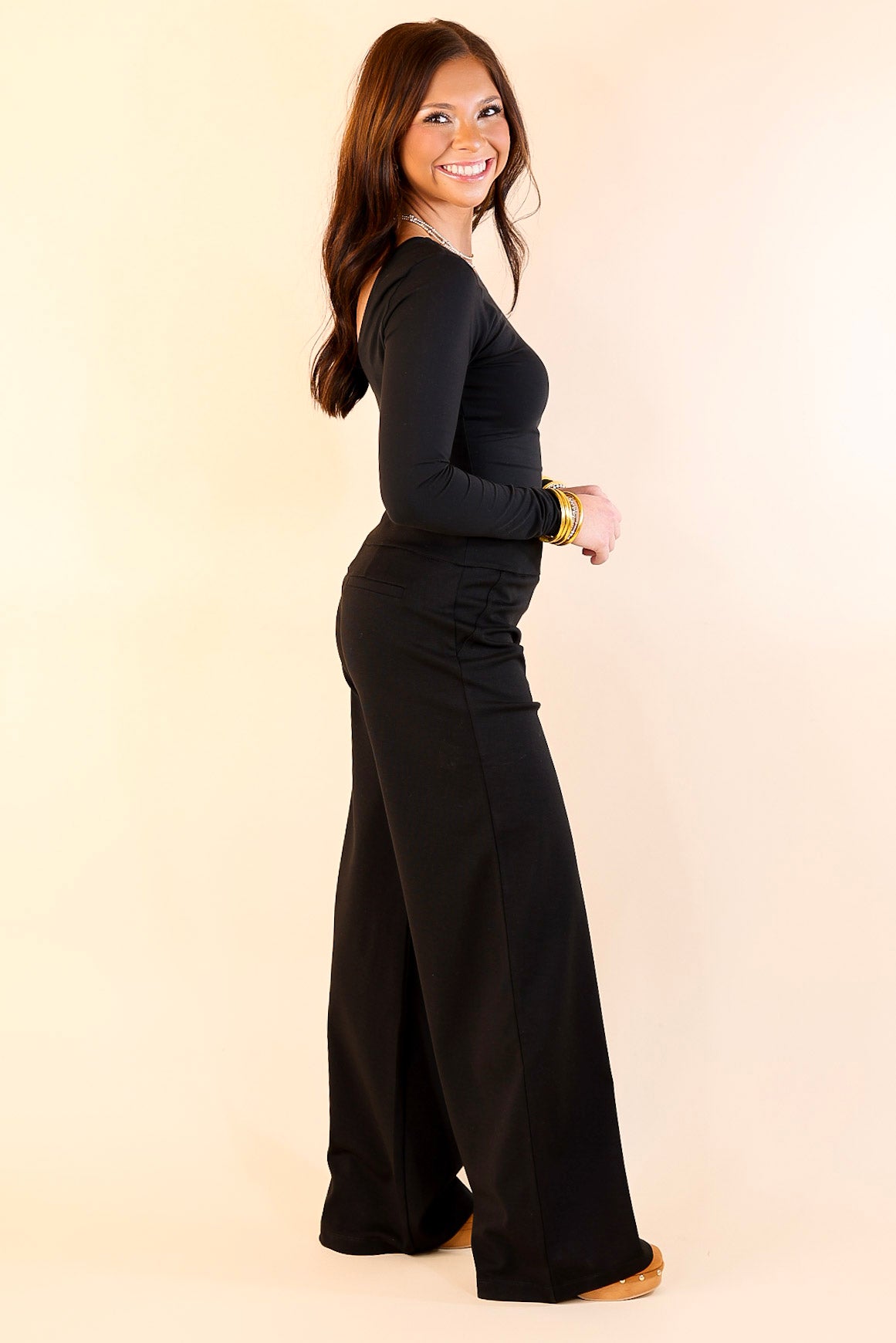 Class Act Wide Leg Pant in Black