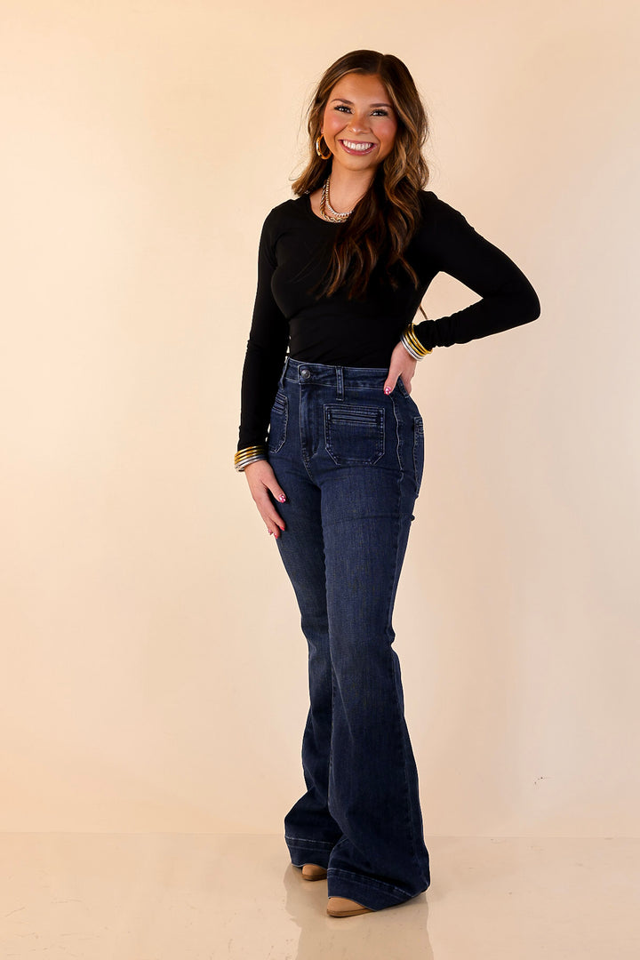 Judy Blue | Flattering Form Trouser Flare Jean in Dark Wash