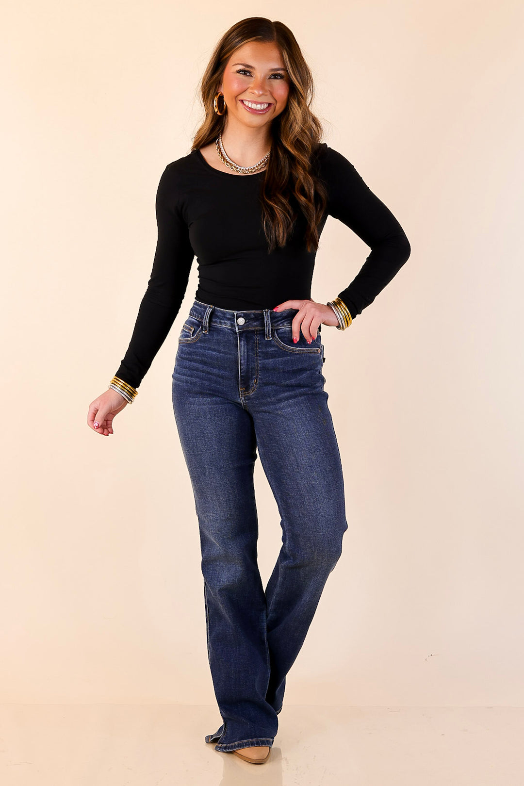 Judy Blue | Style Comes Easy Boot Cut Jeans in Dark Wash