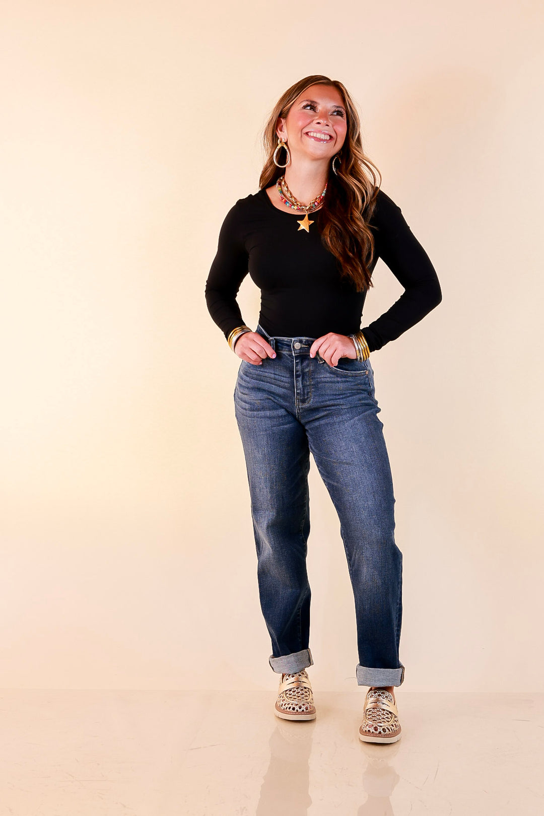 Judy Blue | Keep it Simple Billie Boyfriend Denim Jeans in True Indigo Dark Wash