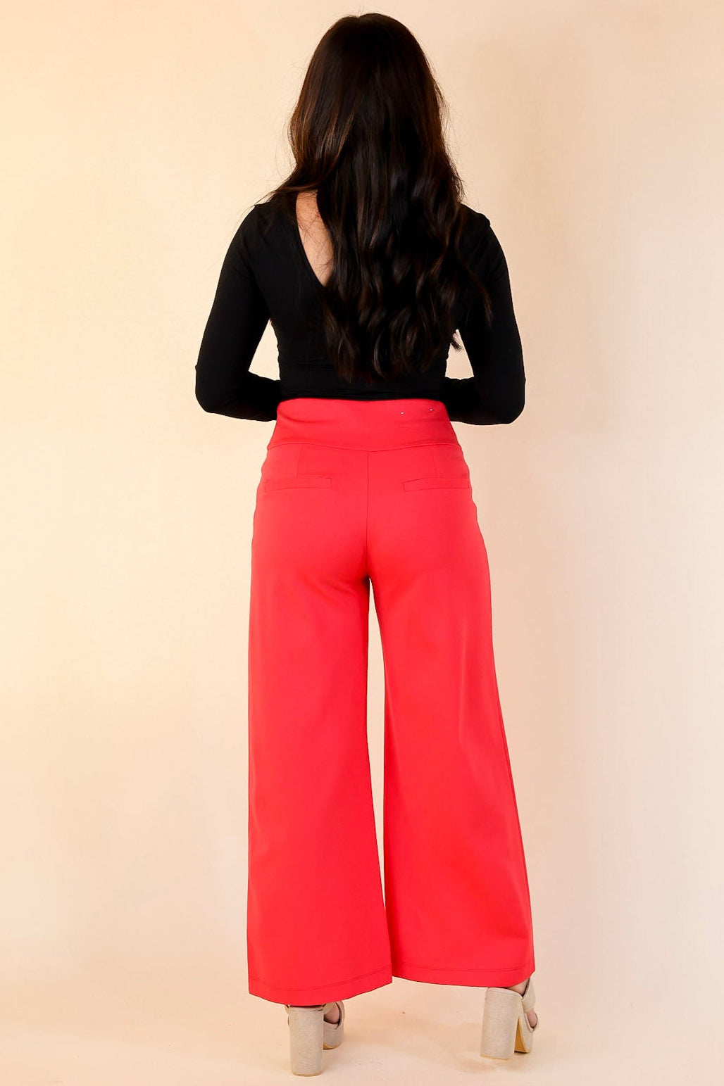 Confident Stride Cropped Wide Leg Pant in Tomato Red