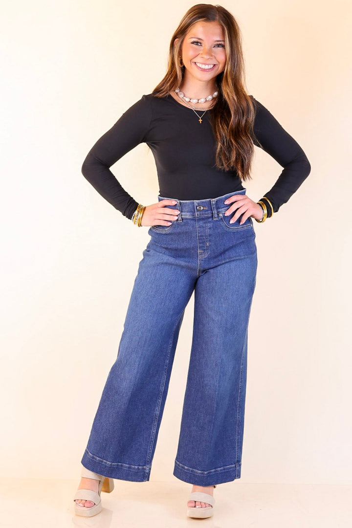 SPANX | EveryWear Cropped Wide Leg Jeans in Dark Wash