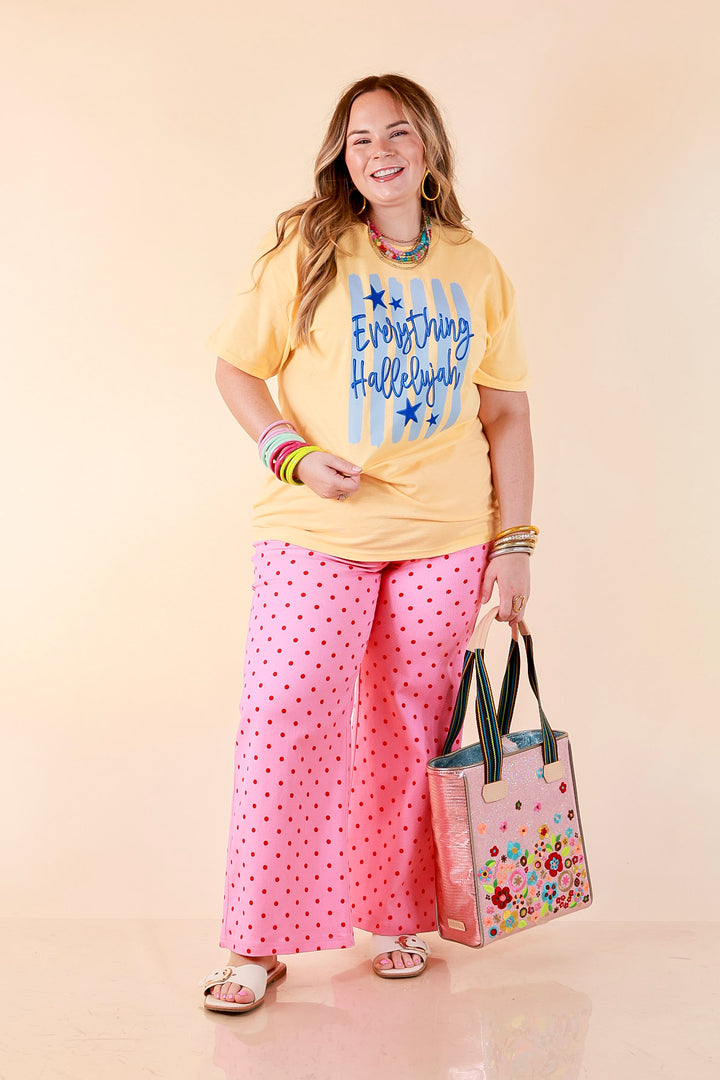 Sunday Best "Everything Hallelujah" Stripe Print Short Sleeve Graphic Tee in Butter Yellow
