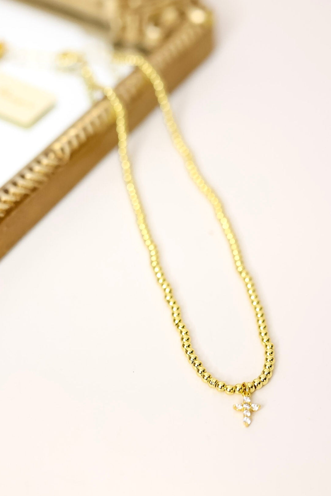 Kinsey Designs | Selena Beaded Necklace with Cross Pendant in Gold