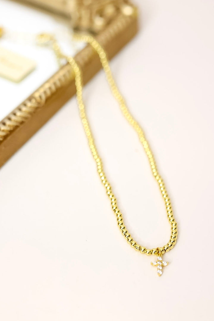 Kinsey Designs | Selena Beaded Necklace with Cross Pendant in Gold