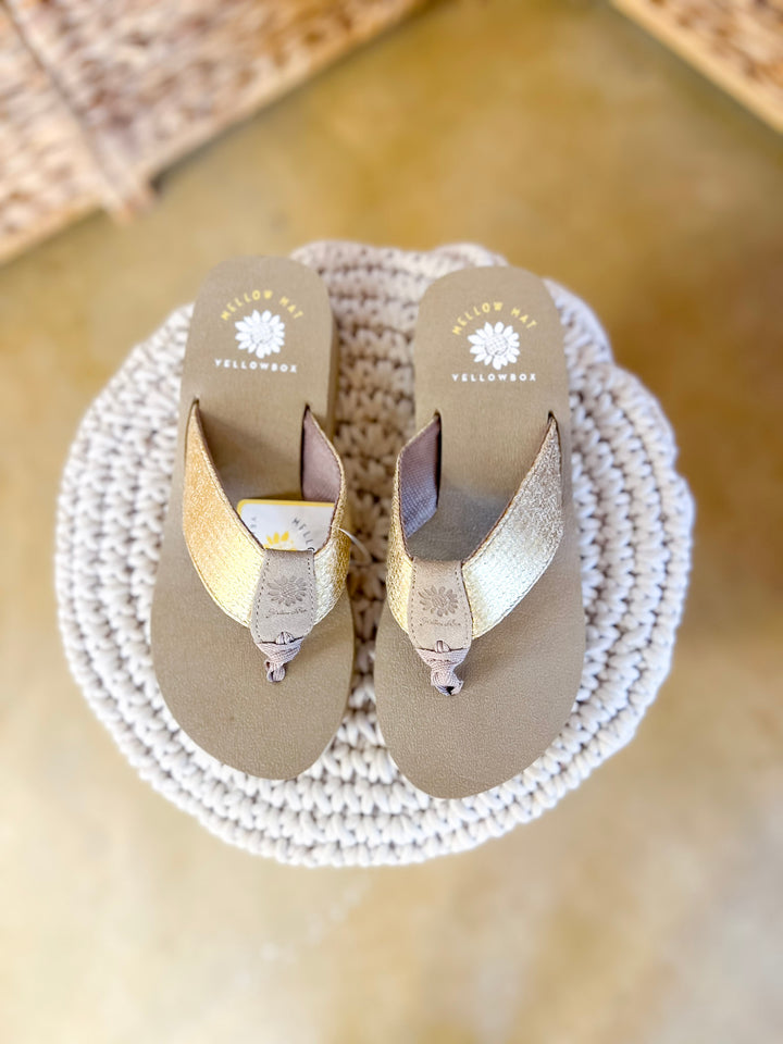 Yellow Box | Layla Platform Comfort Flip Flops in Gold