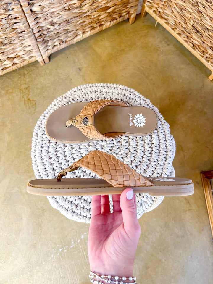 Yellow Box | Irving Woven Comfort Flip Flops in Almond