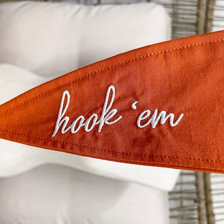 Hook'Em Embroidered Ascot Scarf in Orange