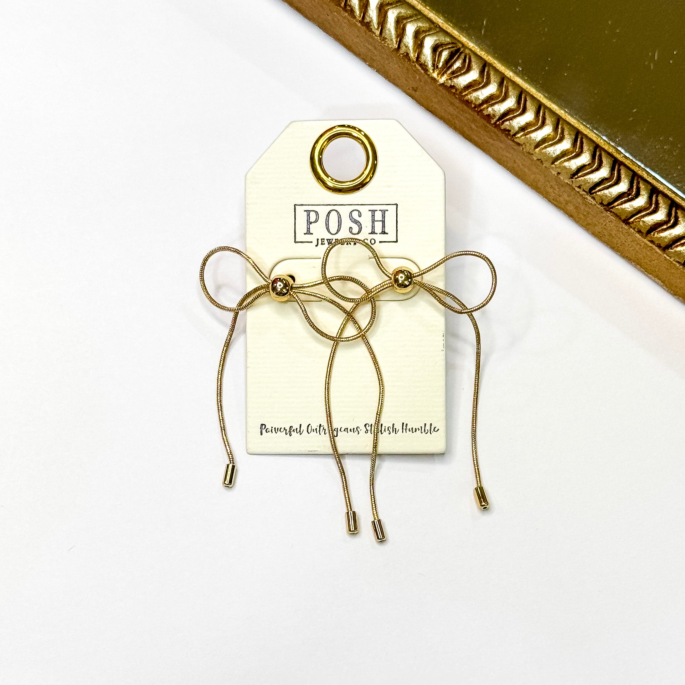 Posh by Pink Panache | Gilded Bow Post Dangle Earrings