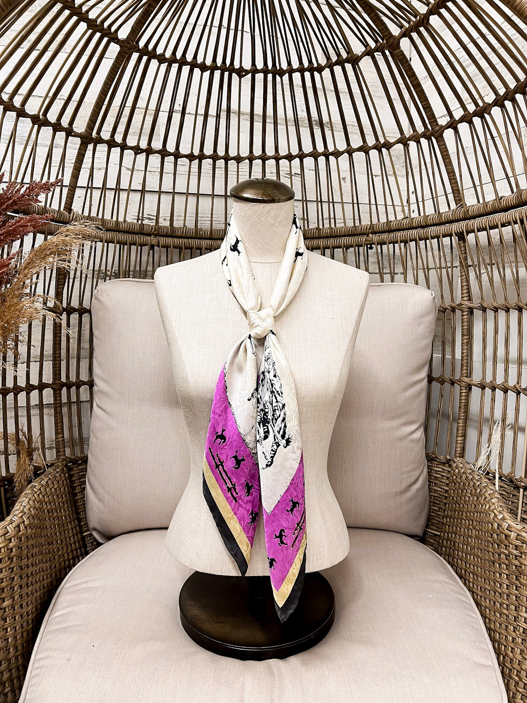 Wyoming Traders | LTD Edition | Fences Print Silk Wild Rag Scarf in Ivory