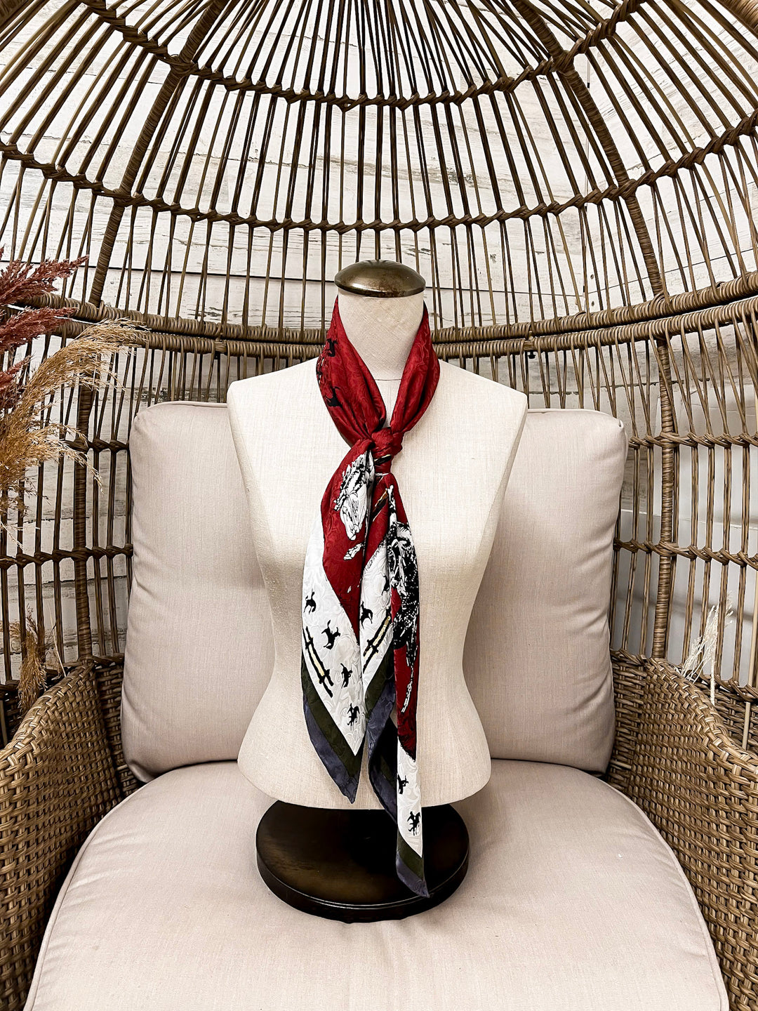 Wyoming Traders | LTD Edition | Fences Print Silk Wild Rag Scarf in Maroon