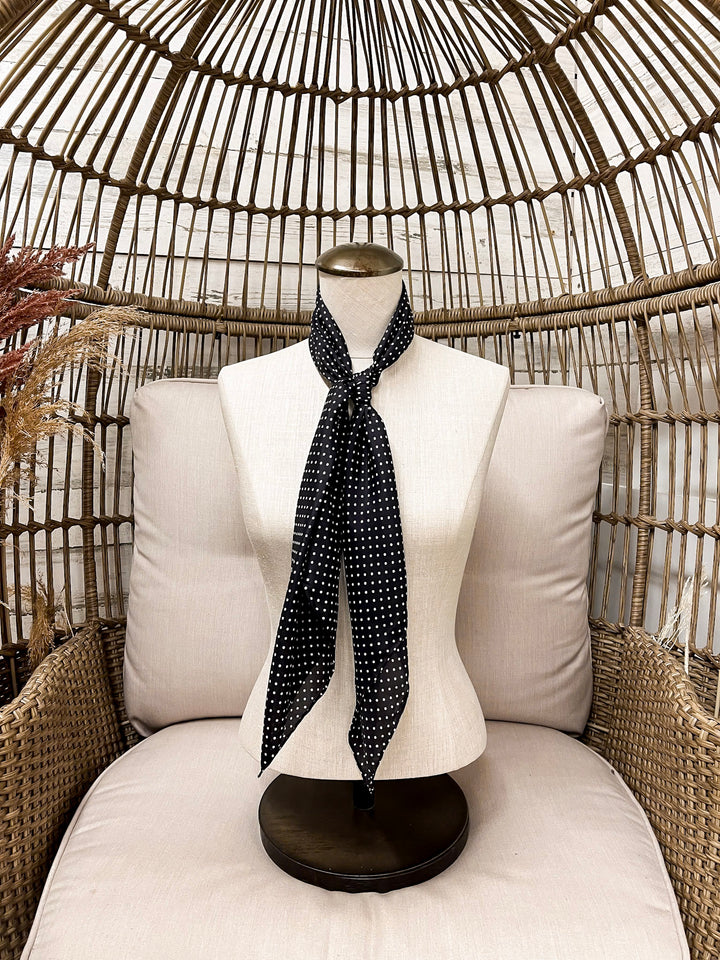 Wyoming Traders | Cowboy Polka Dot Silk Wild Rag Scarf in Black