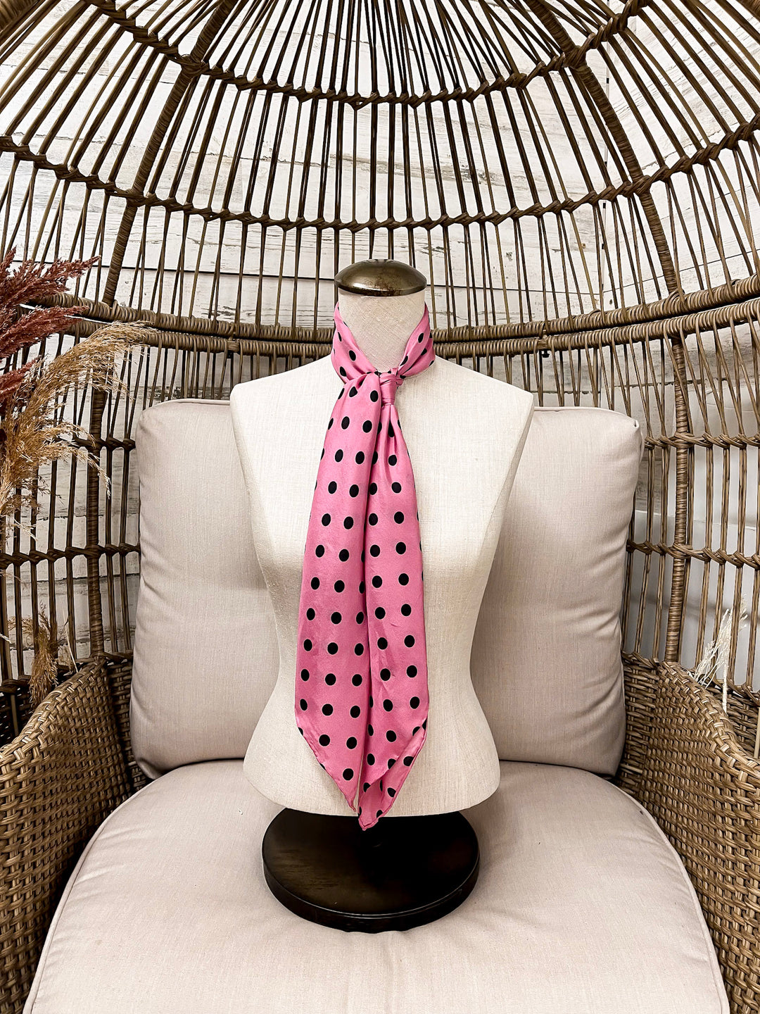 Wyoming Traders | Cowboy Polka Dot Silk Wild Rag Scarf in Pink