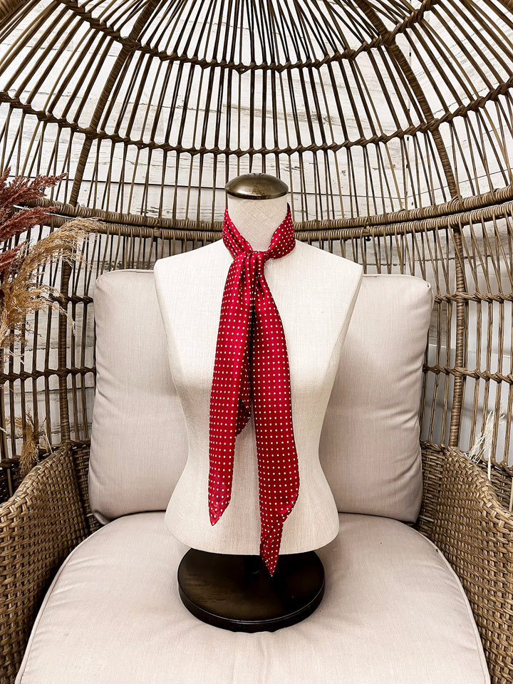 Wyoming Traders | Cowboy Polka Dot Silk Wild Rag Scarf in Red