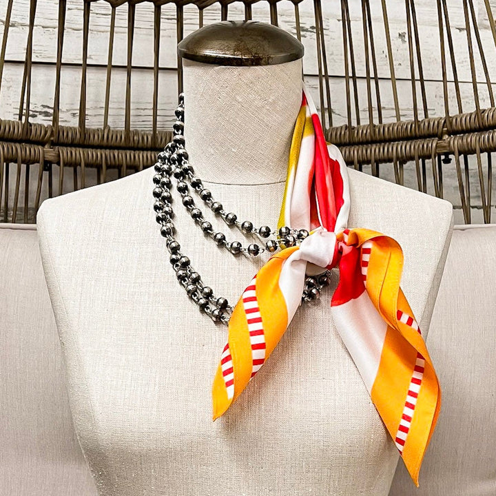 KB's Canvas | Poppy Fleur Floral Print Scarf in Cream and Orange