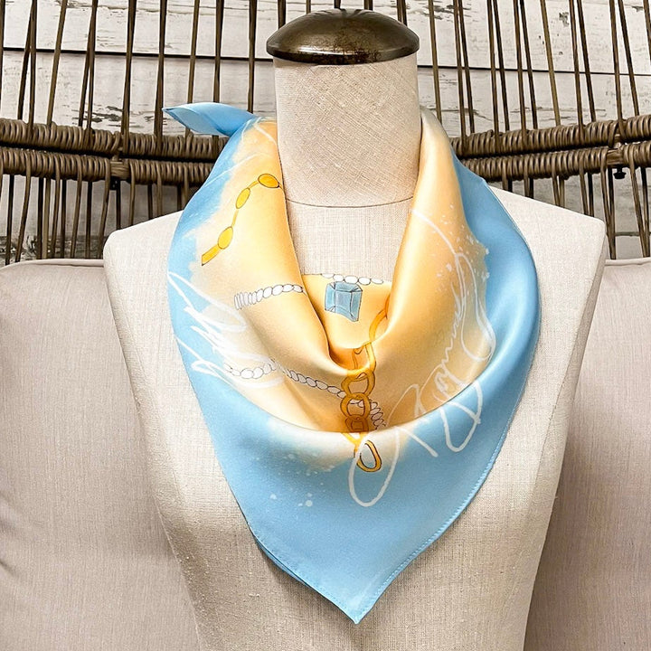 KB's Canvas | Le Jewel Jewelry Print Scarf in Yellow and Blue