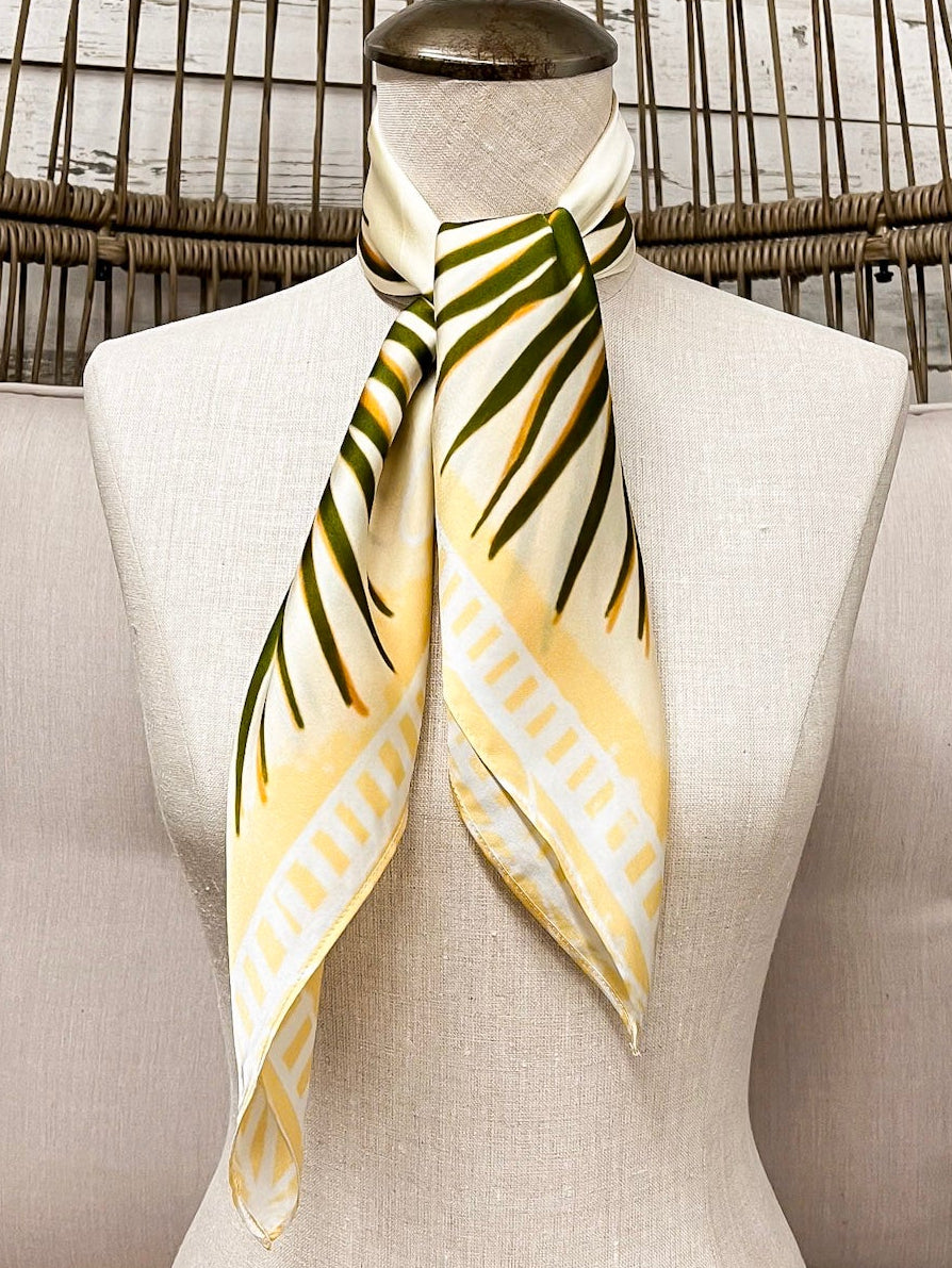 KB's Canvas | Palmè Floral Palm Leaf Print Scarf in Cream and Green