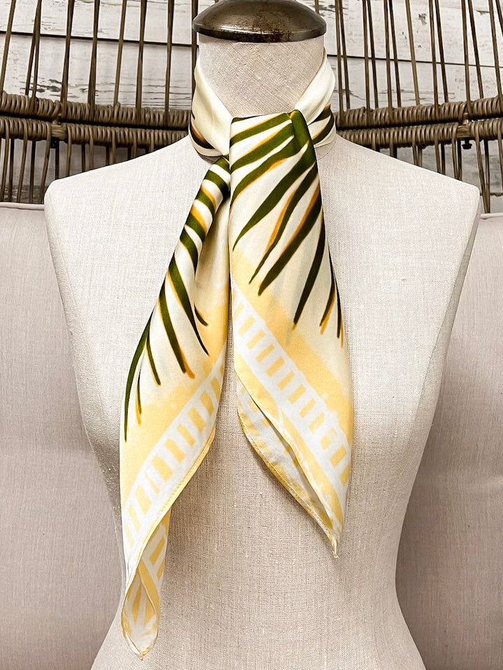 KB's Canvas | Palmè Floral Palm Leaf Print Scarf in Cream and Green