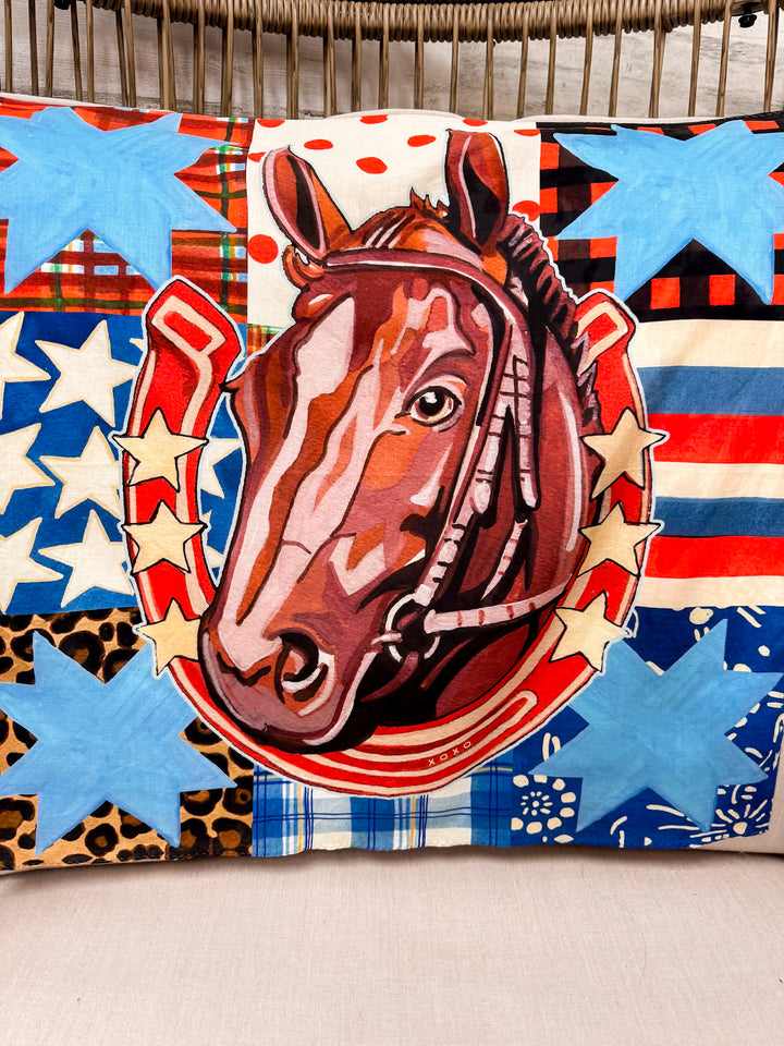 XOXO Art & Co | Star Horse Bandana Scarf in Brown, Blue and Red