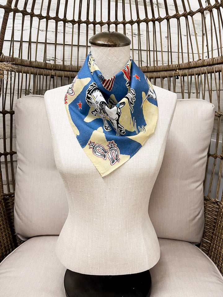 XOXO Art & Co | Star Cowboys Bandana Scarf in Cream and Blue