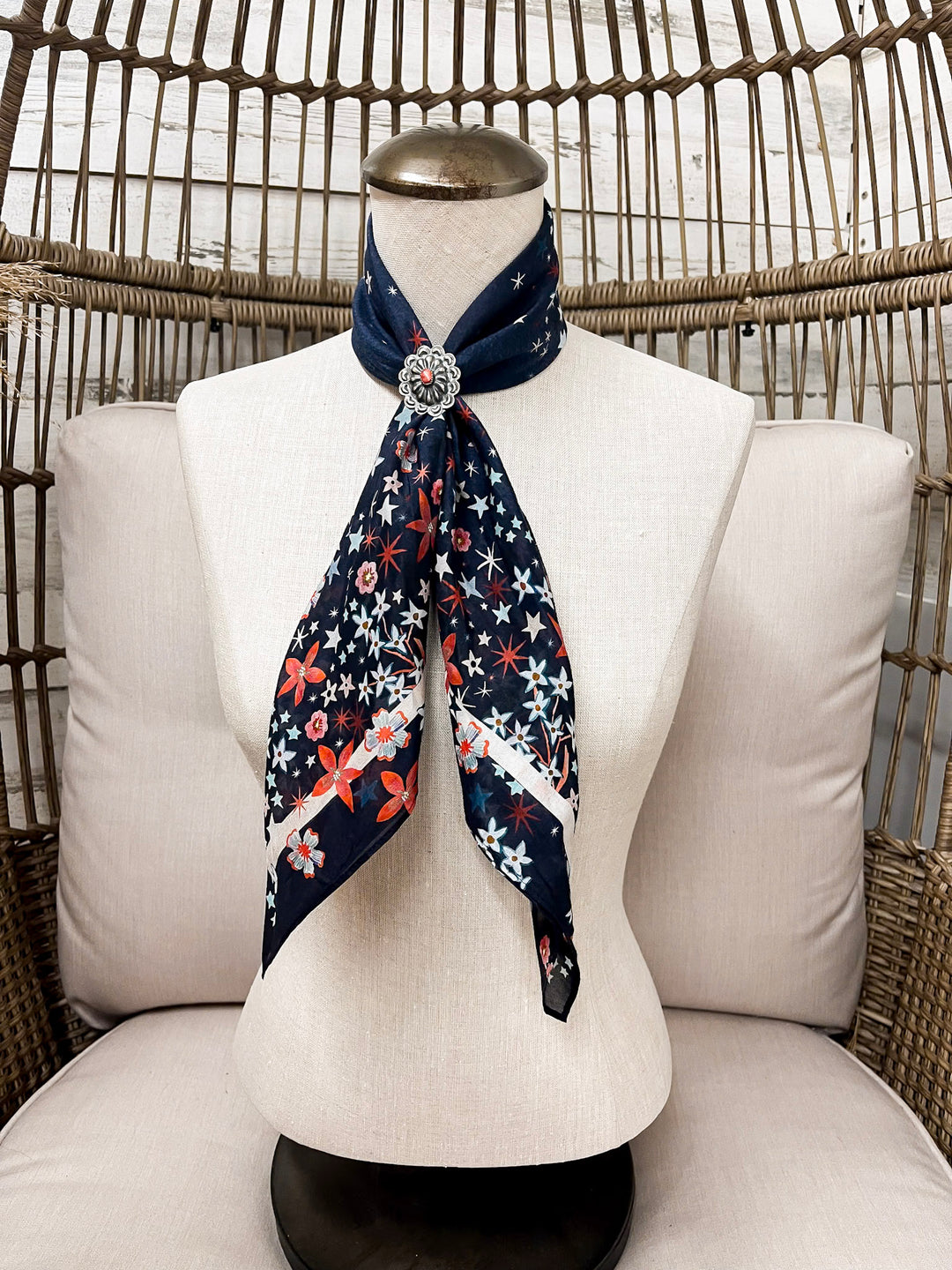 XOXO Art & Co | Star Spangled Shorty Wild Rag Scarf in Navy Blue