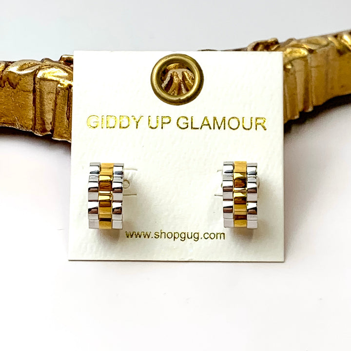 Bracha | Rolly Baby Huggie Hoops in Two Tone - Giddy Up Glamour Boutique