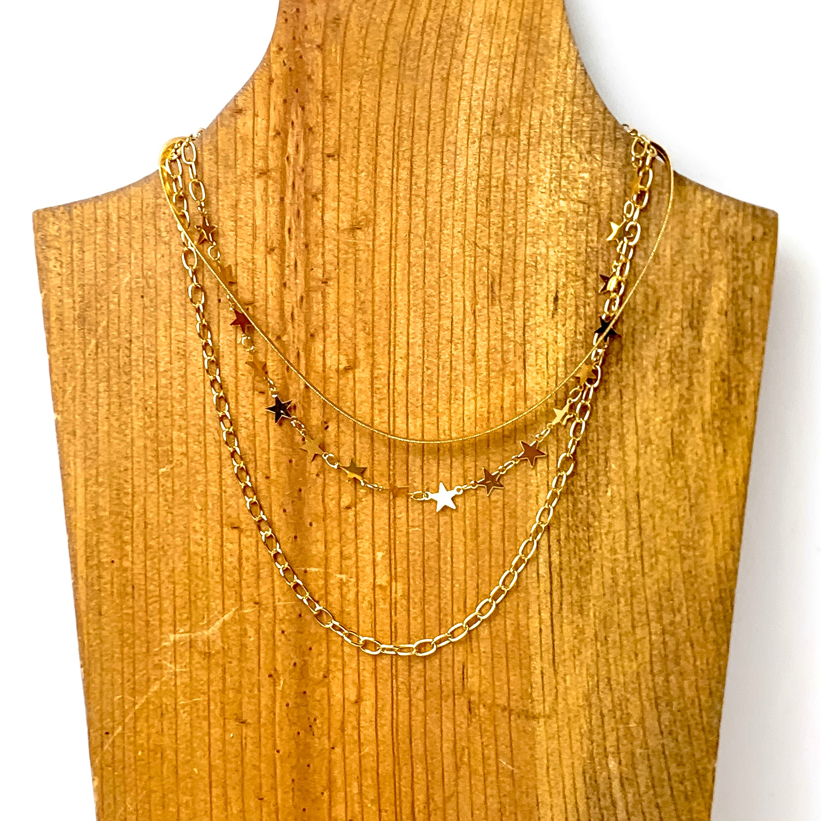 Gold Tone Celestial Trio Necklace - Giddy Up Glamour Boutique