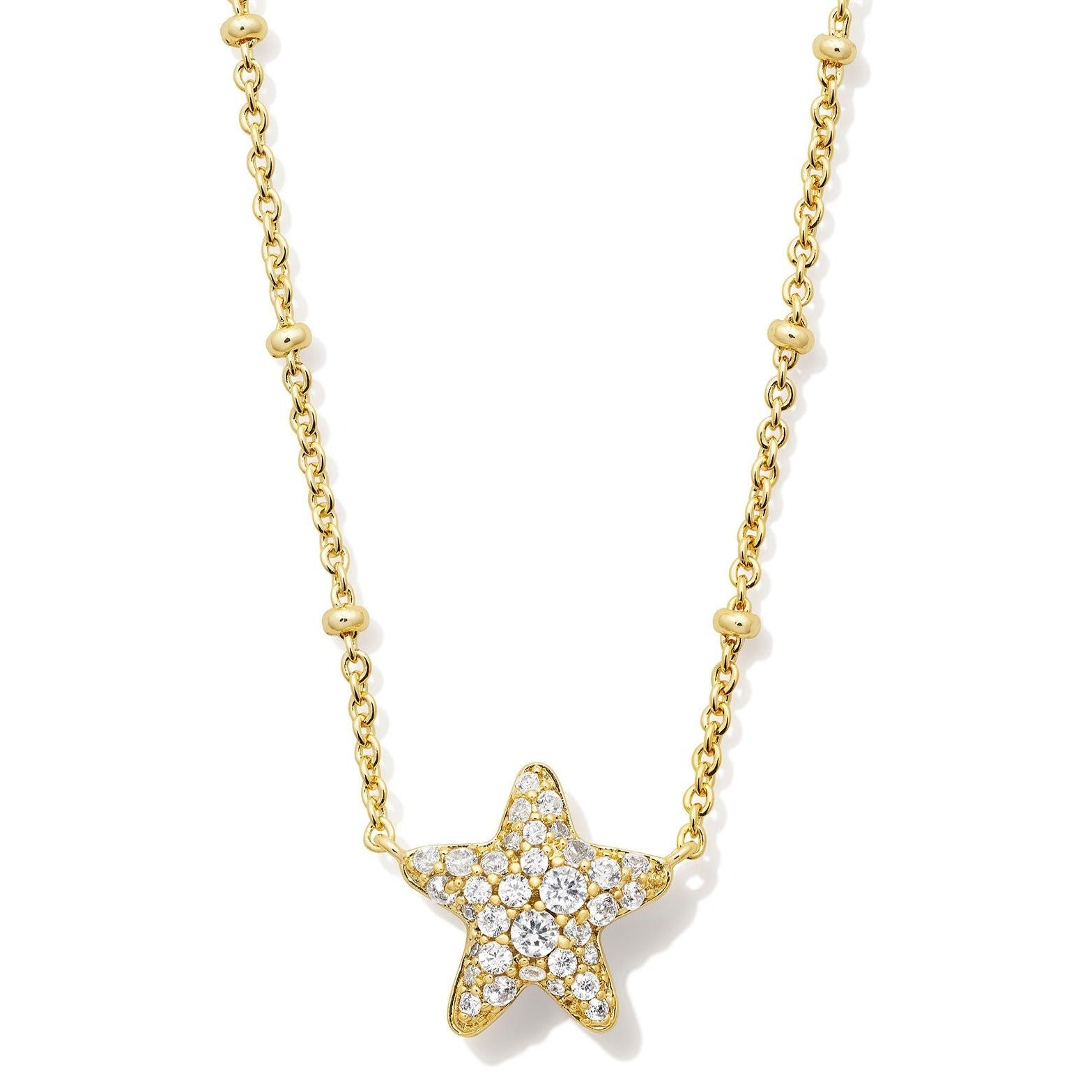 Kendra Scott | Jae Gold Star Pave Pendant Necklace in White Crystal - Giddy Up Glamour Boutique