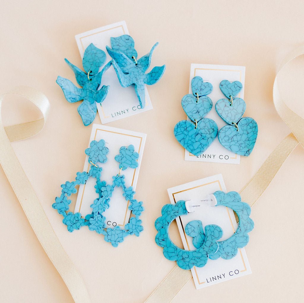 Linny Co | Flora Drop Earrings in Turquoise Blue