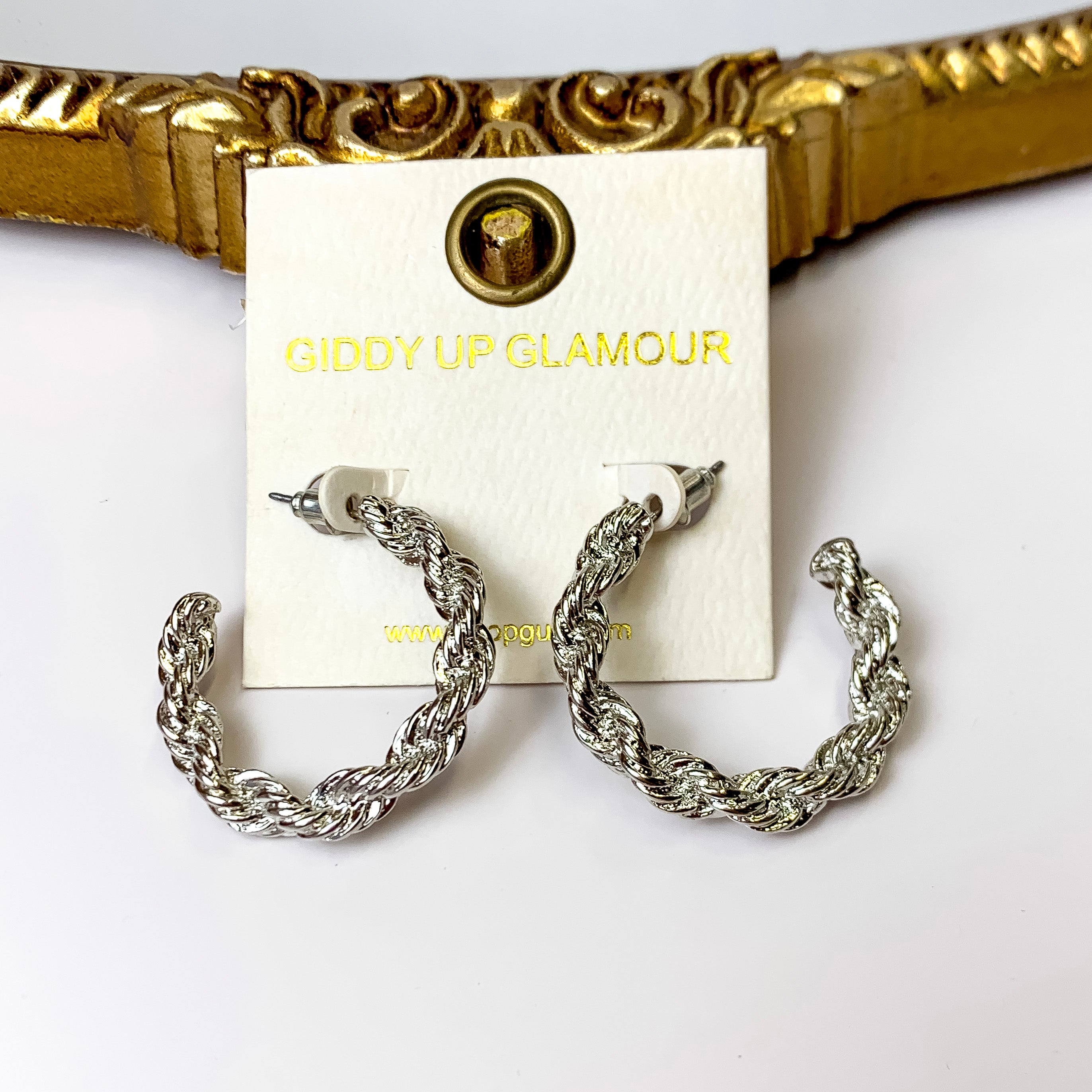 Twisted Rope Chain Hoops in Silver - Giddy Up Glamour Boutique