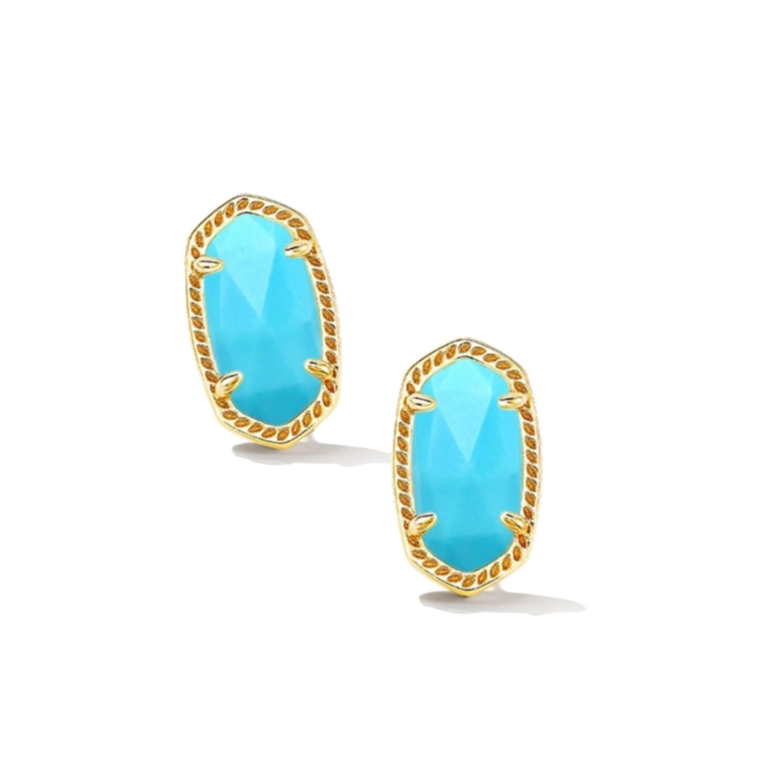 Kendra Scott | Ellie Gold Stud Earrings in Variegated Turquoise Magnesite - Giddy Up Glamour Boutique