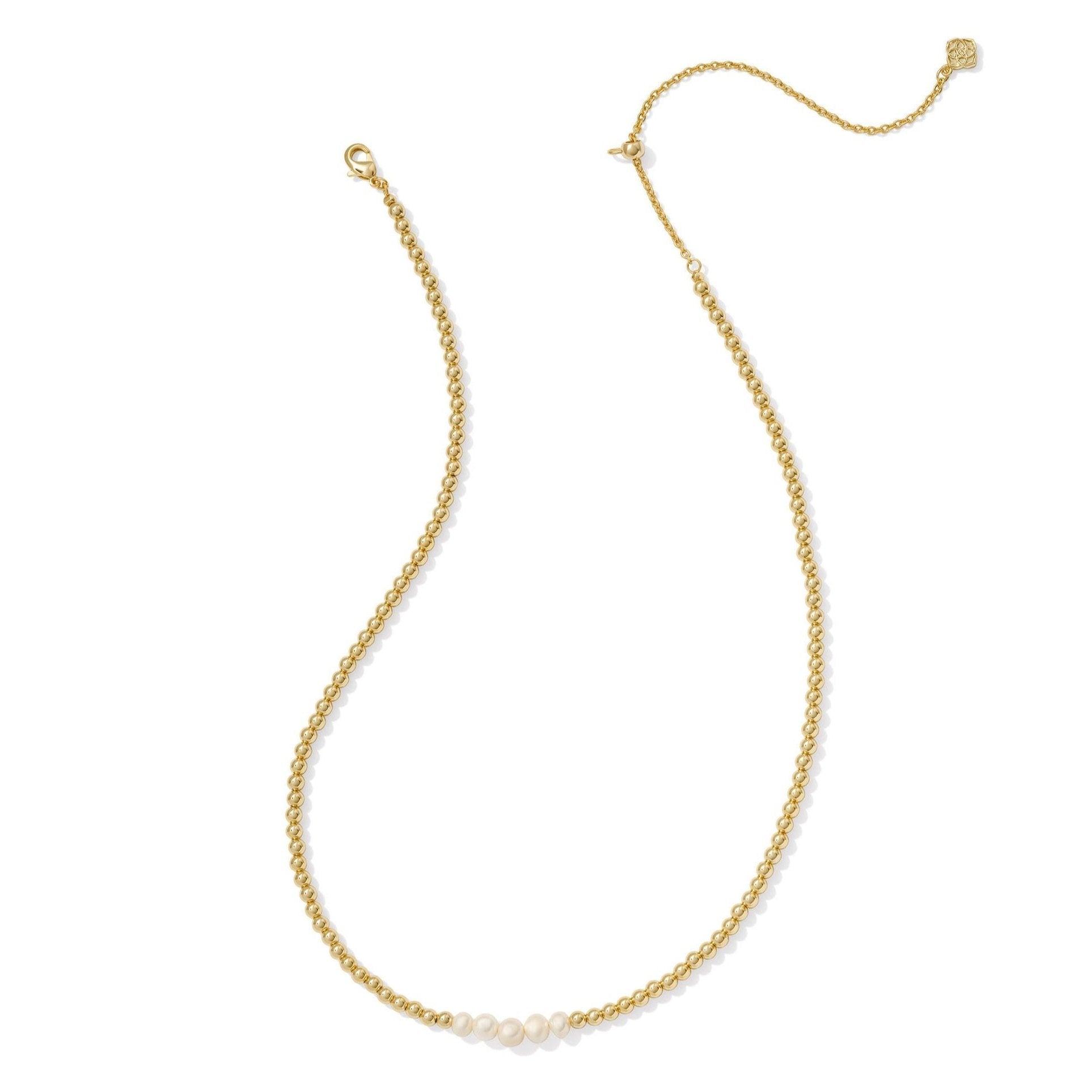 Kendra Scott | Eve Gold Beaded Strand Necklace in White Pearl